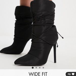 Simmi London wide fit kiley padded stiletto heel ankle boots in black